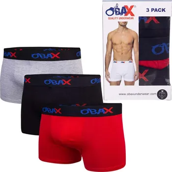 Boxerky OBAX PÁNSKÉ BOXERKY PRÁDLO 3P ČERNÁ/ČERVENÁ/ŠEDÁ Velikost: M