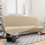 decoDoma napínací potahy na sedací soupravu strečový NIAGARA smetanová dvojkřeslo s dřevěnými rukojeťmi (š. 130 - 160 cm)