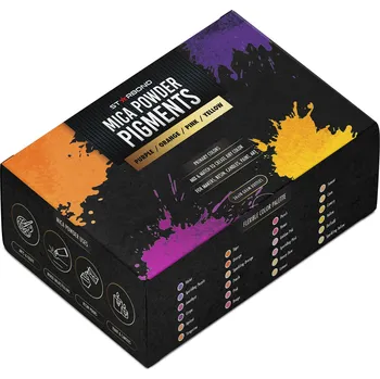 Průmyslové lepidlo STARBOND Sada fialových, oranžových, růžových a žlutých slídových metalických pigmentů STARBOND, 24 x 10 g