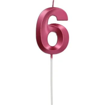 Dortová svíčka Dortová svíčka číslo 6 - Glamour Red 7 cm