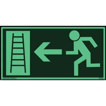 Únikový žebřík - směr vlevo Plast 200 x 100 mm tl. 1.1 mm - fotoluminiscenční - Kód: 00817