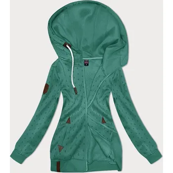 Dámská mikina Dámská rozepínací mikina v tyrkysové barvě se stahovacími lemy (2306) odstíny zelené XXL (44)