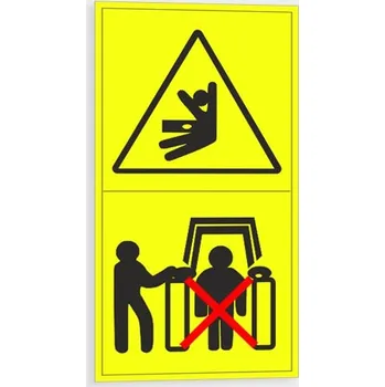 Výstraha - Možnost bočního stlačení nebo naražení Nevstupuj do prostoru při pohybu stroje Samolepka 45 x 85 mm tl. 0.1 mm - arch 12 ks - Kód: 09132