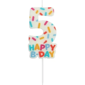 Dortová svíčka Dortová svíčka číslo 5 - Happy B-day 7 cm