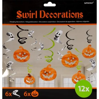Party dekorace Závěsné spirály Halloween - duchové - dýně 12 ks