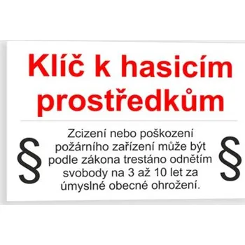 Klíč k požárním zařízením Plast 150 x 100 mm tl. 0.5 mm - Kód: 03014