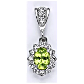 Přívěsek Stříbrný přívěsek Kate, vp 247, přírodní olivín a čiré zirkony, přívěšek ze stříbra