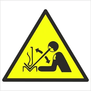 Výstraha - Rychlý pohyb obrobku v ohraňovacím lisu Samolepka 200 x 200 mm tl. 0.1 mm - Kód: 16450