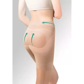 Stahovací kalhotky Gabriella punč. šortky 127 PUSH UP 20DEN - tělová, M (Stahovací punčochové kalhotky)