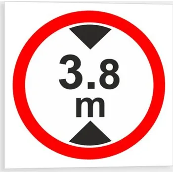 Dopravní značení Maximální výška vozidla 3.8m Plast 210 x 210 mm tl. 0.5 mm - Kód: 03285