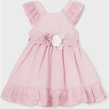 Dívčí šaty dětské luxusní růžové šaty s vyšívanou krajkou Mayoral 1903-52 velikost 92