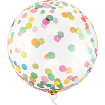 Balónek Dekorační bublina průhledná - barevné tečky 40 cm