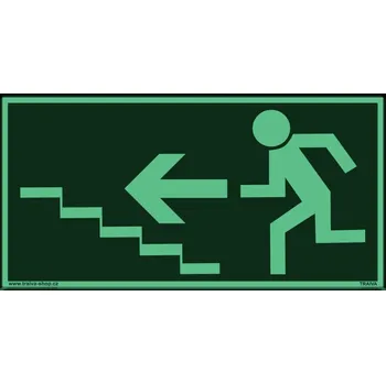 Značení Únikové schodiště vlevo nahoru Plast 200 x 100 mm tl. 1.1 mm - fotoluminiscenční - Kód: 00039