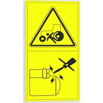 Výstraha - Riziko přejetí strojem Startování motoru je z místa k tomu určenému Samolepka 95 x 175 mm tl. 0.1 mm - Kód: 09301