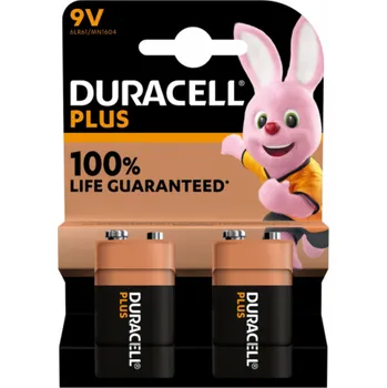 Článková baterie 1x2 Duracell Plus 9V-Block MN1640 6LR61