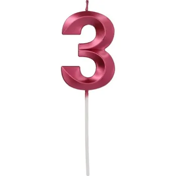 Dortová svíčka Dortová svíčka číslo 3 - Glamour Red 7 cm