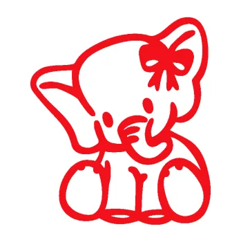 Samolepící dekorace SAMOLEPKA Slon 033 levá slůně s mašlí (10 - červená) NA AUTO, NÁLEPKA, FÓLIE, POLEP, TUNING, VLASTNÍ TEXT, TISK, AUTOSAMOLEPKY.cz, POLEPY, OBRÁZEK, LOGO, SAMOLEPKY