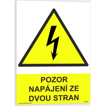 Pozor napájení ze dvou stran Plast 210 x 297 mm (A4) tl. 2 mm - Kód: 06013