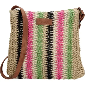 Kabelka Dámská proutěná kabelka PE-Florence 20694 – proužky, stylová crossbody kabelka z materiálu splétaného papírového lana | Cooltovka.cz