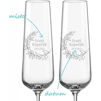 Sklenice Svatební skleničky na sekt Vavřínový věnec, 2 ks
