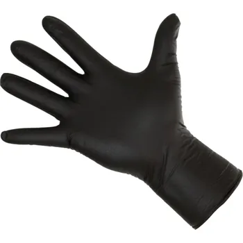 Vyšetřovací rukavice Černé nitrilové rukavice (balení 100ks), jednorázové Černé rukavice (balení 100ks), VELIKOST L, Kód: 24663