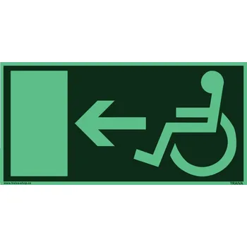 Únikový východ bezbarierový - vlevo Samolepka 200 x 100 mm tl. 0.4 mm - fotoluminiscenční - Kód: 07886