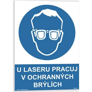 U laseru pracuj v ochranných brýlích Samolepka 210 x 297 mm (A4) tl. 0.1 mm - Kód: 03660
