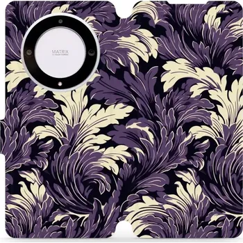 Pouzdro na mobilní telefon Flipové pouzdro Mobiwear - Honor Magic5 Lite 5G - VA46S Fialové rostliny (Knížkové flip pouzdro, obal, kryt na mobil Honor Magic5 Lite 5G - VA46S Fialové rostliny, materiál Umělá kůže + TPU - ochrana 360°, stojánek, silikonová vanička, magnetické zavírání