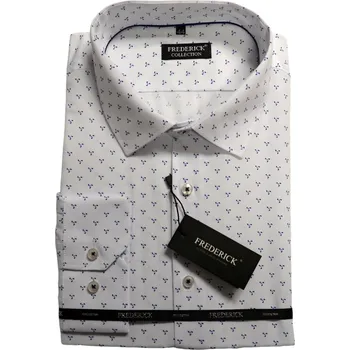 Pánská košile Pánská košile s dlouhým rukávem - střih REGULAR - vzor F277 - bíla barva s modrým vzorem - 50