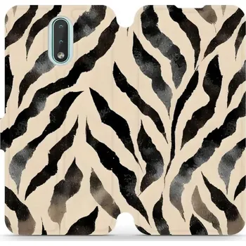 Pouzdro na mobilní telefon Flipové pouzdro Mobiwear - Nokia 2.3 - VA53S Zebří (Knížkové flip pouzdro, obal, kryt na mobil Nokia 2.3 - VA53S Zebří, materiál Umělá kůže + TPU - ochrana 360°, stojánek, silikonová vanička, magnetické zavírání)