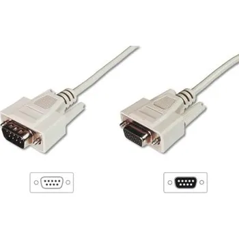 Prodlužovací kabel Digitus sériový kabel prodlužovací DB9 M/F 3m, lisovaný, šedý AK-610203-030-E