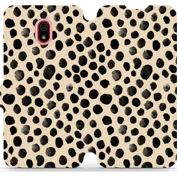 Pouzdro na mobilní telefon Flipové pouzdro Mobiwear - Xiaomi Redmi 8A - VA50S Černé puntíky (Knížkové flip pouzdro, obal, kryt na mobil Xiaomi Redmi 8A - VA50S Černé puntíky, materiál Umělá kůže + TPU - ochrana 360°, stojánek, silikonová vanička, magnetické zavírání)