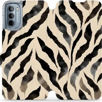 Pouzdro na mobilní telefon Flipové pouzdro Mobiwear - Motorola Moto G31 - VA53S Zebří (Knížkové flip pouzdro, obal, kryt na mobil Motorola Moto G31 - VA53S Zebří, materiál Umělá kůže + TPU - ochrana 360°, stojánek, silikonová vanička, magnetické zavírání)