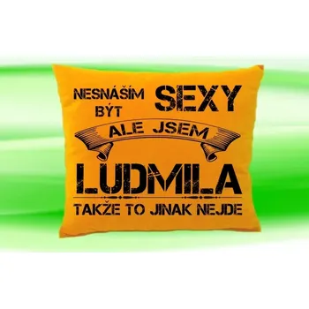 Dekorativní polštářek Polštář se jménem LUDMILA Medový (polštářek nesnáším být sexy ale jsem ???)