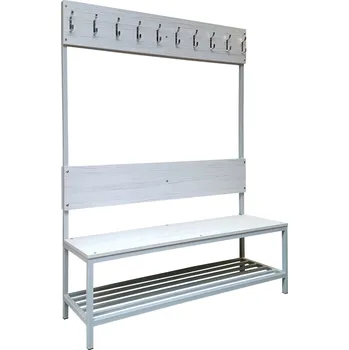 3MH s.r.o. Šatní lavice s věšáky STATIK-15V, 1800 x 1500 x 430 mm Konstrukce pro odkládání obuvi:: ne, Dekor lamina: Bílá, Provedení rámu: Černá RAL 9005