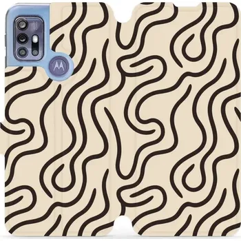 Pouzdro na mobilní telefon Flipové pouzdro Mobiwear - Motorola Moto G30 - VA60S Linky (Knížkové flip pouzdro, obal, kryt na mobil Motorola Moto G30 - VA60S Linky, materiál Umělá kůže + TPU - ochrana 360°, stojánek, silikonová vanička, magnetické zavírání)