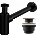 HOPA Umyvadlový kovový sifon s click/clack zátkou, univerzální, černá s patinou, BAHA8536