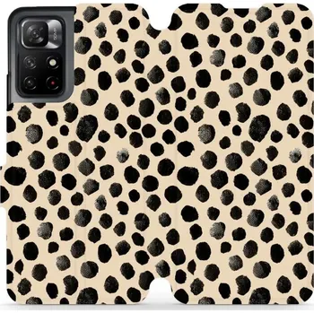 Pouzdro na mobilní telefon Flipové pouzdro Mobiwear - Xiaomi Redmi Note 11S 5G - VA50S Černé puntíky (Knížkové flip pouzdro, obal, kryt na mobil Xiaomi Redmi Note 11S 5G - VA50S Černé puntíky, materiál Umělá kůže + TPU - ochrana 360°, stojánek, silikonová vanička, magnetické zavírá