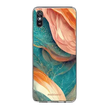 Pouzdro na mobilní telefon Silikonové pouzdro Mobiwear na mobil Xiaomi Redmi 9A / 9AT - B006F Azurový a oranžový mramor - VÝPRODEJ (Silikonové pouzdro, obal, kryt Mobiwear na mobilní telefon Xiaomi Redmi 9A / 9AT - B006F Azurový a oranžový mramor)