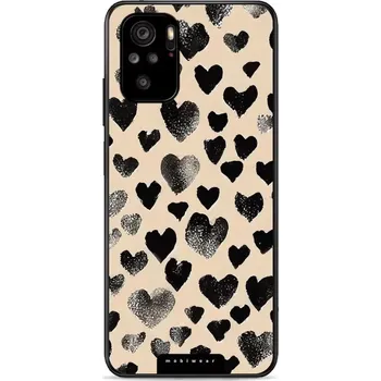Pouzdro na mobilní telefon Lesklý kryt Mobiwear Glossy - Xiaomi Redmi Note 10 / 10S - GA51G Černá srdíčka (Prémiové lesklé pouzdro, obal, kryt Mobiwear Glossy na mobil Xiaomi Redmi Note 10 / 10S - GA51G Černá srdíčka, materiál Plast + TPU silikon - krytí po všech stranách,)