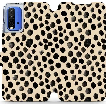 Pouzdro na mobilní telefon Flipové pouzdro Mobiwear - Xiaomi Redmi 9T - VA50S Černé puntíky (Knížkové flip pouzdro, obal, kryt na mobil Xiaomi Redmi 9T - VA50S Černé puntíky, materiál Umělá kůže + TPU - ochrana 360°, stojánek, silikonová vanička, magnetické zavírání)