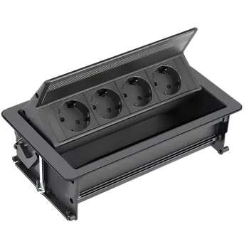 Multimediální centrum MCV 4E černé / Výklopné multimediální centrum, černé, 4-zásuvkové (jen 4 zásuvky)