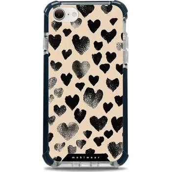Pouzdro na mobilní telefon Odolný obal Mobiwear MagSafe Elite Bumper - Apple iPhone 7 / 8 / SE 2020 / SE 2022 - DA51D Černá srdíčka (Odolný kryt, pouzdro, obal Mobiwear Elite Bumper na mobil Apple iPhone 7 / 8 / SE 2020 / SE 2022 - DA51D Černá srdíčka, materiál Plast + TPU silikon 
