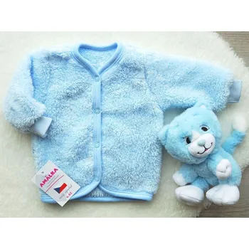Kojenecká bunda AMÁLKA Chlupatý kojenecký kabátek, svetřík, modrý Velikost: 74