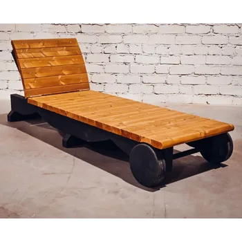 Zahradní lehátko Relaxační lehátko s polohovatelnou opěrkou z masivu thermosmrku - VMS-CH2