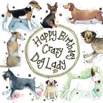 Přání v obálce Dog lady, Pejsci od ALEX CLARK 12*12 cm (Blahopřání s pejskem, psi)