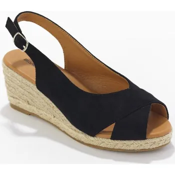 Dámské sandále Sandály na klínovém podpatku z lýka černá 38