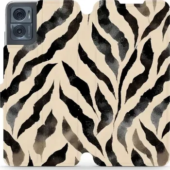 Pouzdro na mobilní telefon Flipové pouzdro Mobiwear - Motorola Moto E22 / E22i - VA53S Zebří (Knížkové flip pouzdro, obal, kryt na mobil Motorola Moto E22 / E22i - VA53S Zebří, materiál Umělá kůže + TPU - ochrana 360°, stojánek, silikonová vanička, magnetické zavírání)