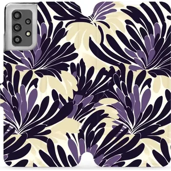 Pouzdro na mobilní telefon Flipové pouzdro Mobiwear - Samsung Galaxy A32 4G - VA47S Fialová flóra (Knížkové flip pouzdro, obal, kryt na mobil Samsung Galaxy A32 4G - VA47S Fialová flóra, materiál Umělá kůže + TPU - ochrana 360°, stojánek, silikonová vanička, magnetické zavírání)