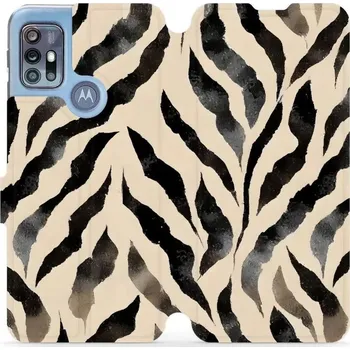 Pouzdro na mobilní telefon Flipové pouzdro Mobiwear - Motorola Moto G20 - VA53S Zebří (Knížkové flip pouzdro, obal, kryt na mobil Motorola Moto G20 - VA53S Zebří, materiál Umělá kůže + TPU - ochrana 360°, stojánek, silikonová vanička, magnetické zavírání)